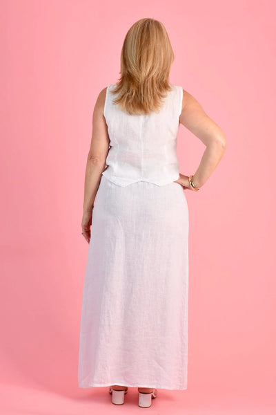 La Sofia Angelina Linen Vest White VLST080