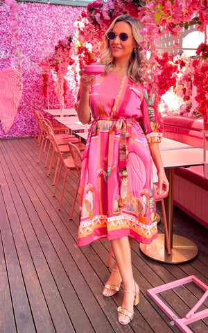 Clarity Tulum Pink Print Dress 48327