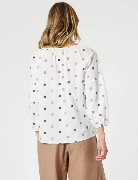 Gordon Smith Rattan Embroidered White Blouse 48221