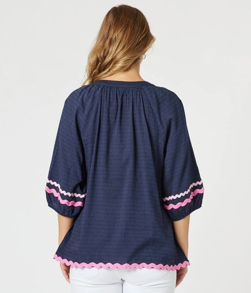 Threadz Ric Rac Top Navy 48241