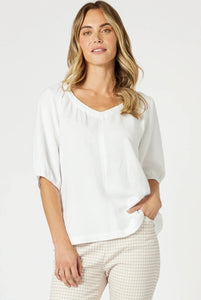 Gordon Smith Lino V Neck Top White 48258