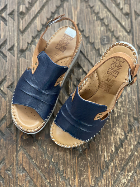 Planet Shoes Bunge Navy/Tan Wedge