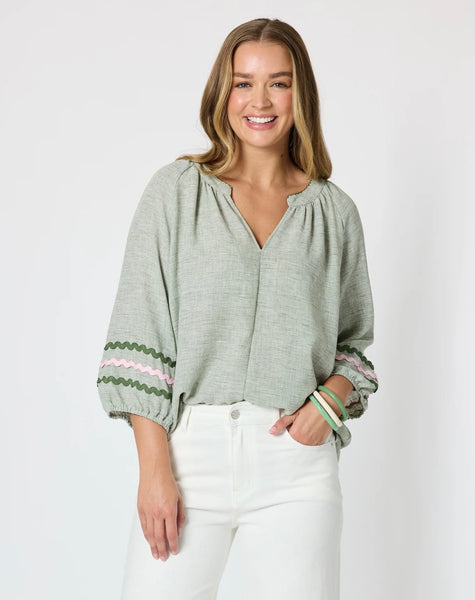 Threadz Canopy Ric Rac Olive Top 50110