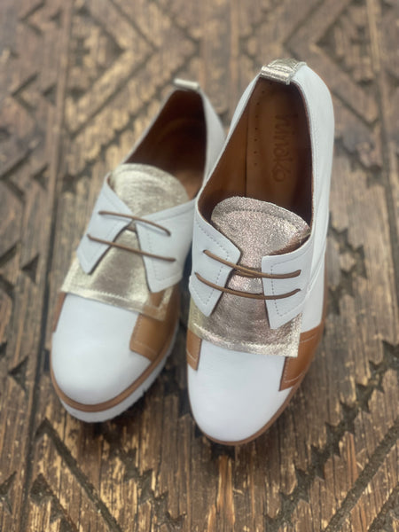Hinako Portsea White/Tan/Gold Sneaker