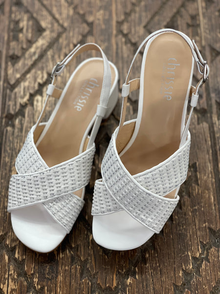 Chrissie Shelby White Weave Heel