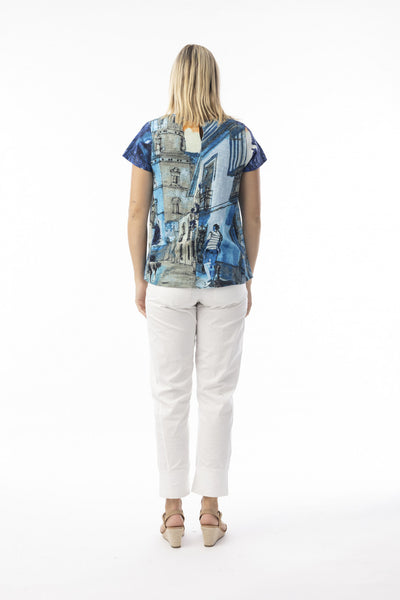 Orientique V Neck Contemporary Tower Blue T-Shirt 23098