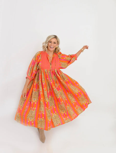 Alexander Santorini Orange Tiger Dress