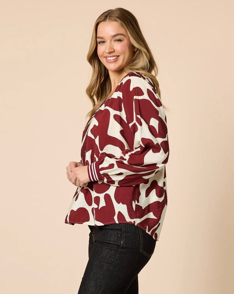 Threadz Aspen Shiraz Print Top 49167
