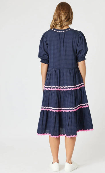 Threadz Ric Rac Dress Navy 48435