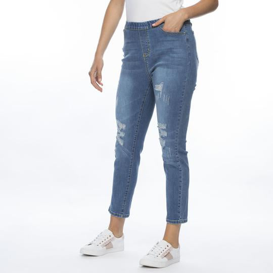 Threadz Pull On Ripped Jeans 35371
