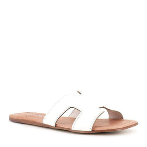 Top End Leamon White Leather Slides