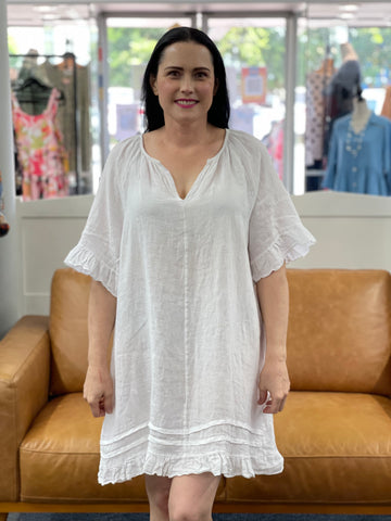 Rosa JoJo White Linen Dress 02275