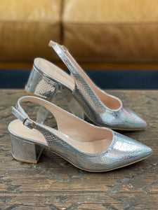 Sophia Ren Dakota Patent Silver Heel
