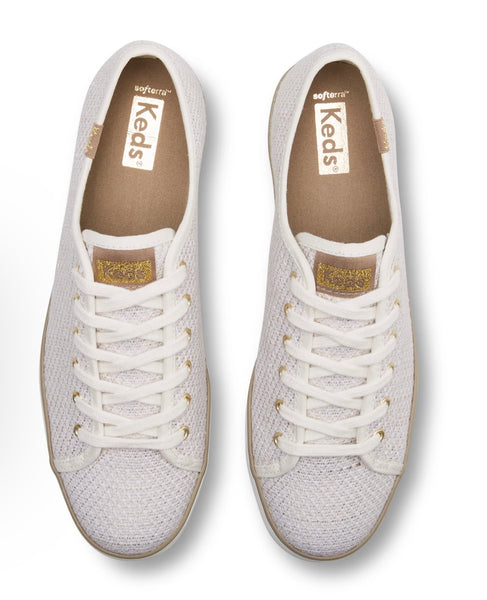 Keds Triple Kick Woven Cream/Gold Canvas Sneaker