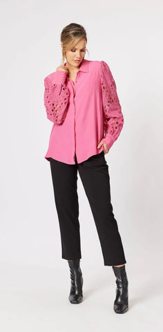 Hammock & Vine Brodie Lace Shirt Hot Pink 42686