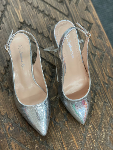 Sophia Ren Dakota Patent Silver Heel