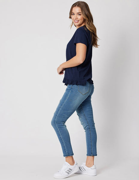 Threadz Navy Frill Top 39038